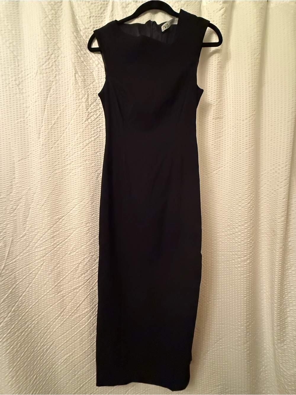 Zara Side Cut Out Slit Dress Sz M Black Midi Maxi Cocktail Sexy Open Seam